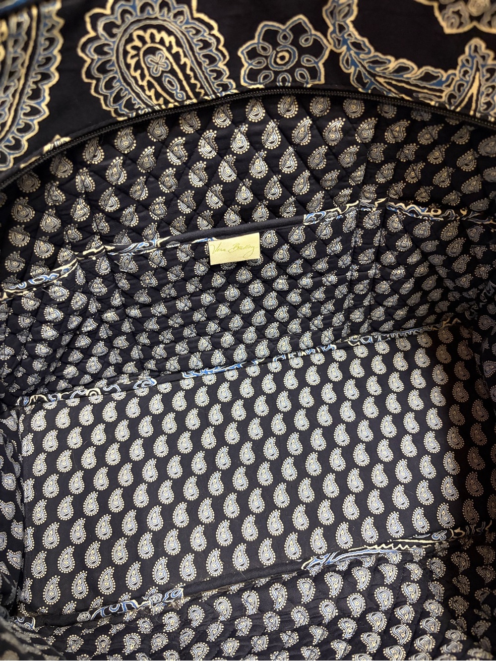 Vera Bradley Quilted Paisley Navy Travel Tote - Picture 13 of 14
